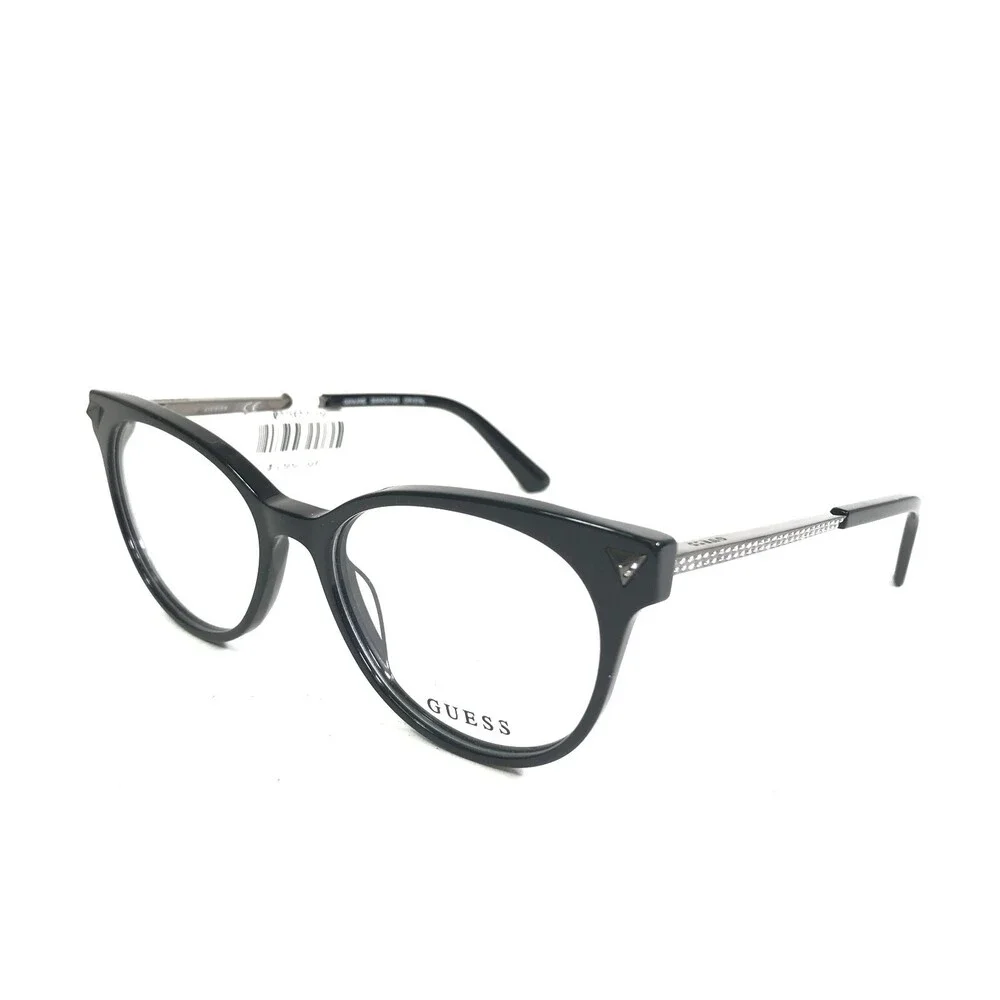 Guess Eyeglasses Frames GU2799-S 001 Black Gray Round Cat Eye Full Rim 52-16-140